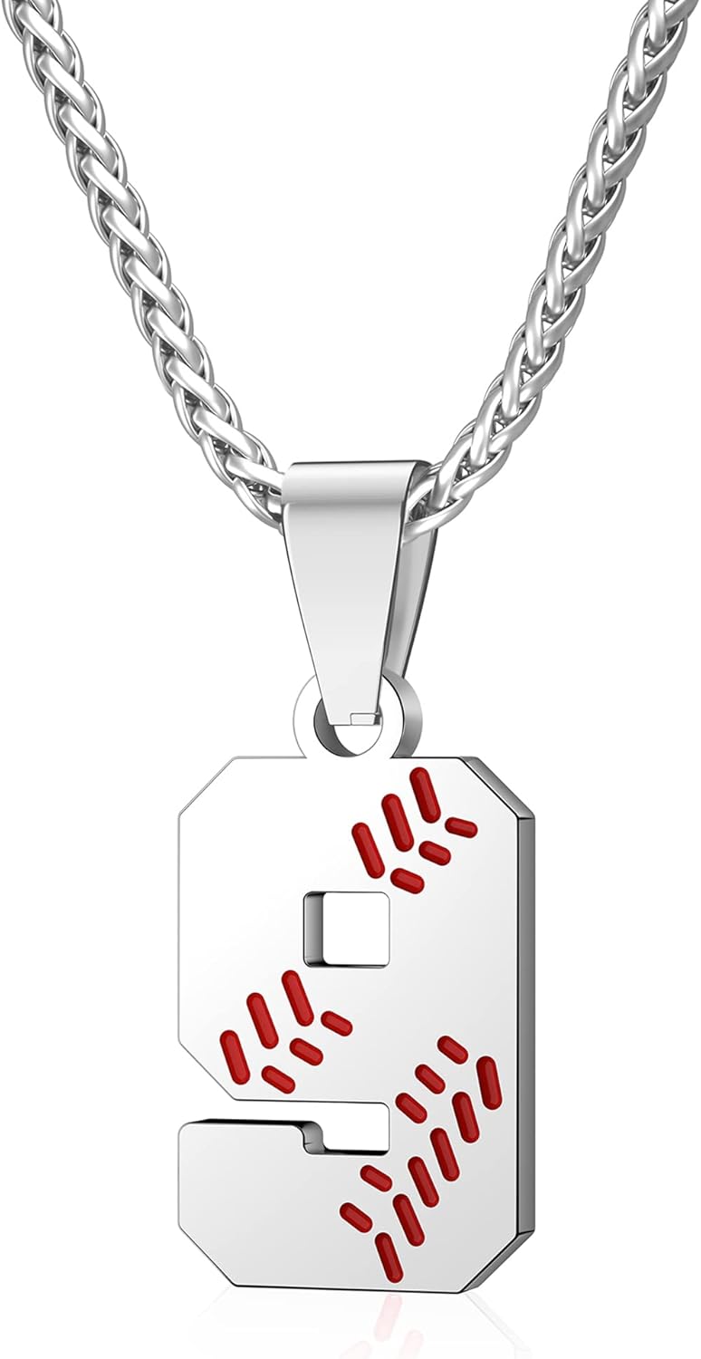 Wikavanli Personalized Baseball Jersey Number 00-99 Necklace - Stainless Steel Baseball Chain Pendant Necklace - Team Jewelry Gift for Boys, Girls, Men, Women - Image 1